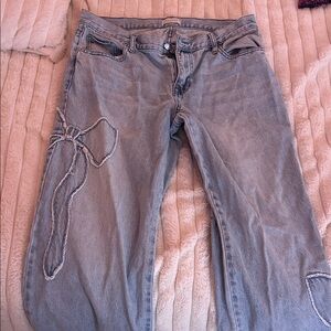 PacSun Light Blue Flare Jeans with Unique Stitching